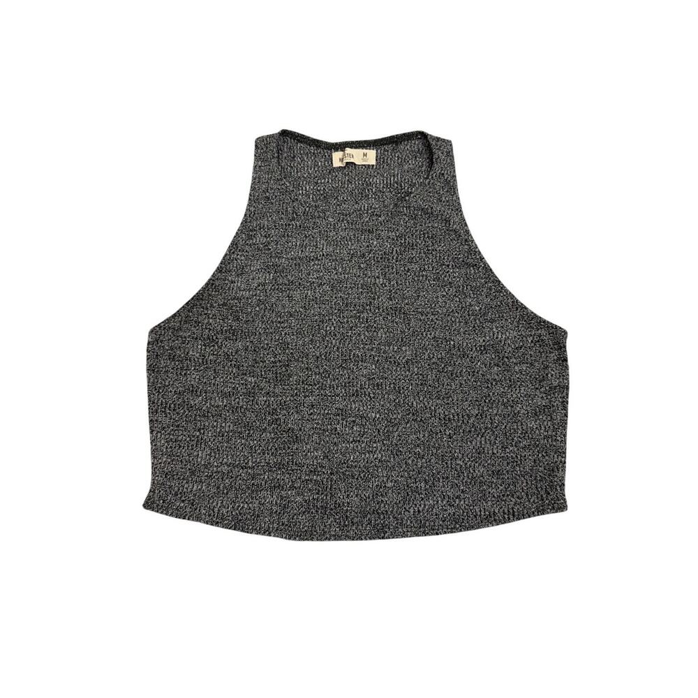 Hollister Gray High Neck Knit Cropped Tank Top Size Women's Medium